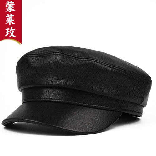 秋冬复古大头围山羊皮男士解放帽