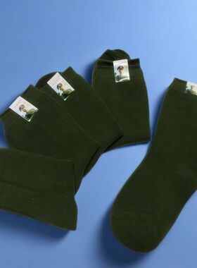 10双装男士袜子包邮 中筒军绿色涤棉袜耐磨透气运动商务 休闲四季