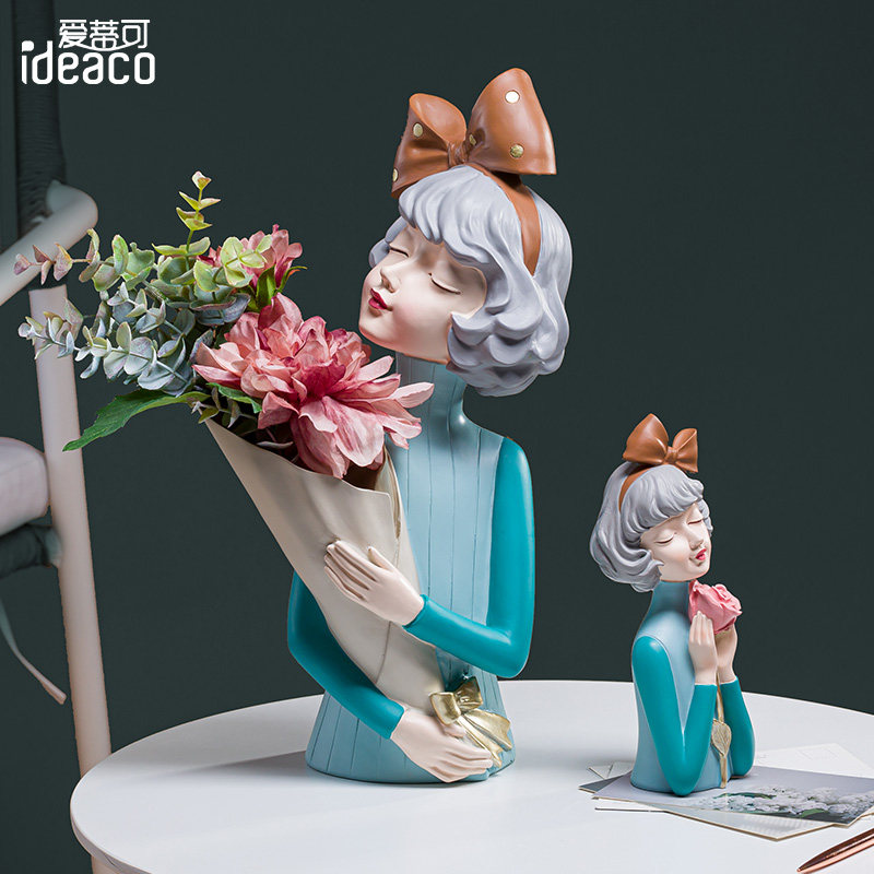 北欧蝴蝶结捧花女孩摆件 创意客厅泡泡家居装饰品轻奢电视柜摆设,家居饰品,装饰摆件,淘宝优惠券,粉丝福利购,淘宝优惠卷