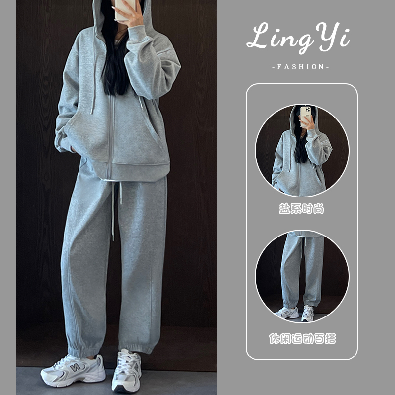 美式复古运动套装女2025新款春秋