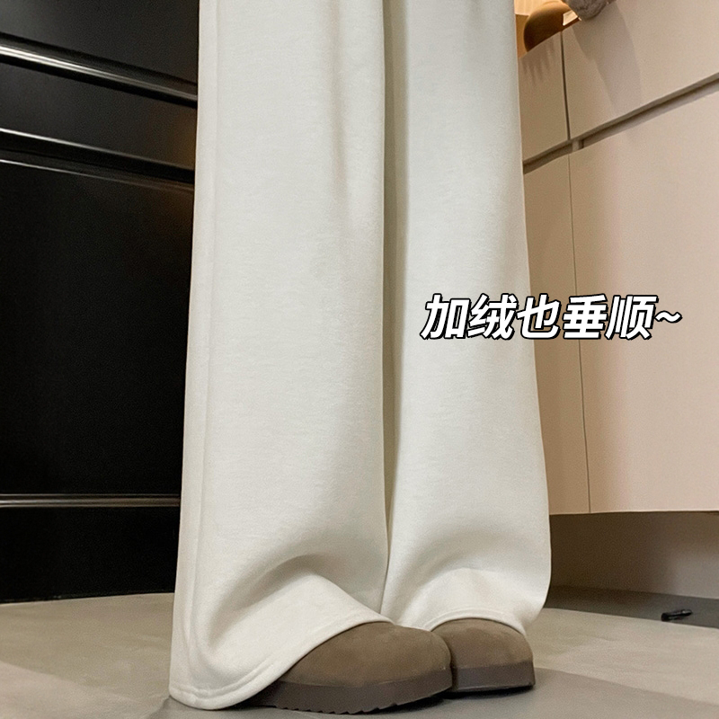 白色羊绒阔腿裤女冬2025新款高腰