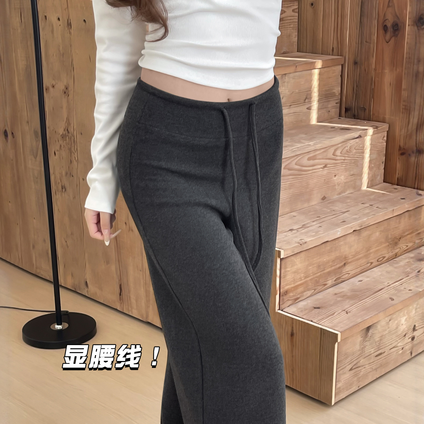 灰色直筒裤女2025秋新款高腰垂感