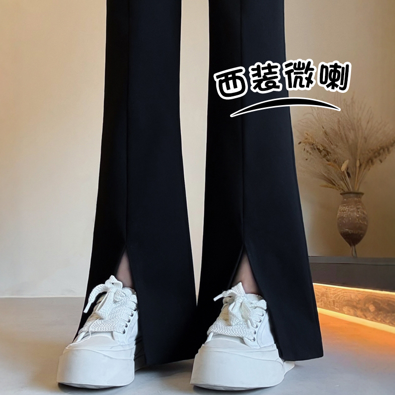 黑色微喇裤女春秋2025年新款高腰