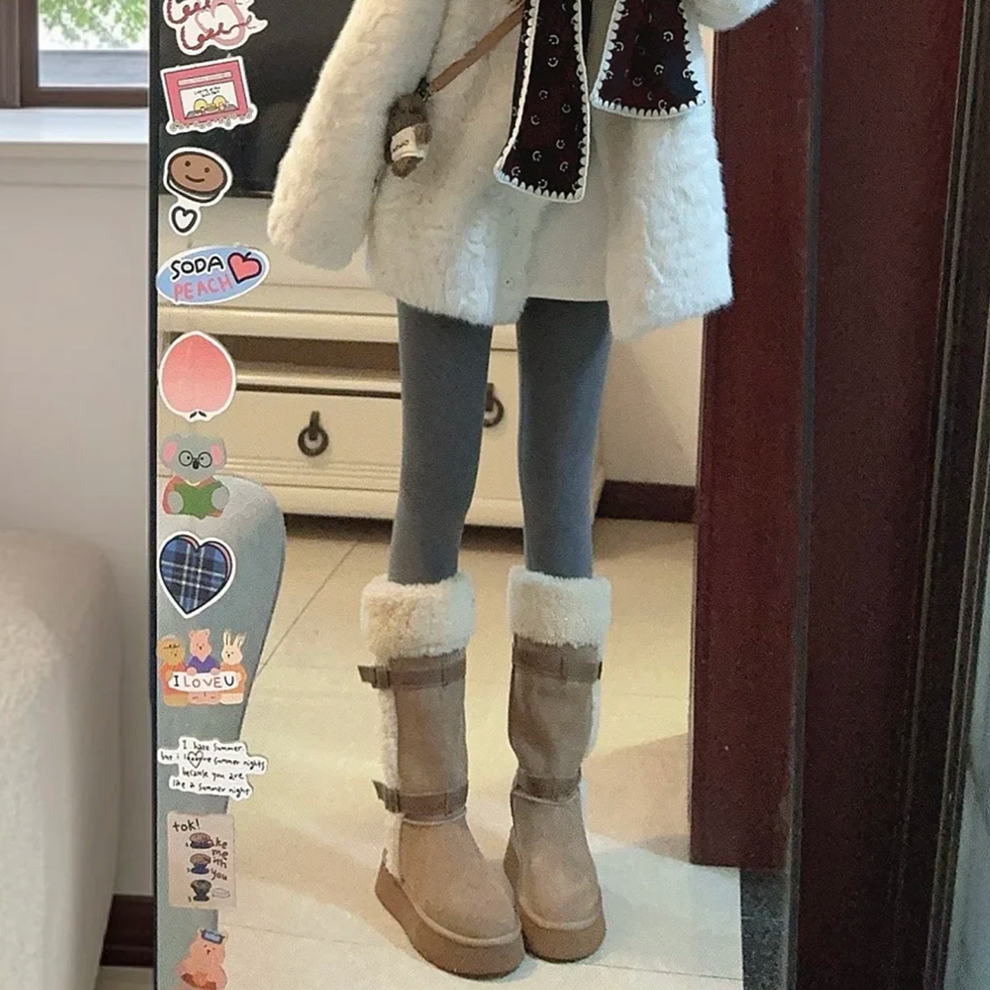 灰色竖条纹打底裤袜女秋冬季新款