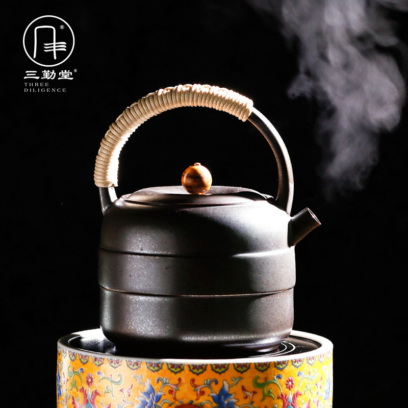 三勤堂白泥陶壶烧水壶普洱煮茶器提梁壶功夫茶具茶壶大容量电陶炉