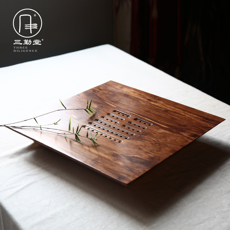 三勤堂重竹储水式茶盘功夫茶具整块茶海托盘竹盘不开裂茶台S91004