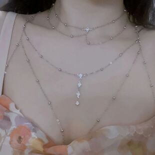 纯欲胸链身体链锁骨链性感挂链装饰项链女立体后背链露背装配饰