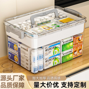 手提多层家庭装药物收纳盒儿童药急救药防尘医疗箱加厚收纳小药箱