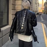 原创超帅银金属骨骼皮衣立领短款机车外套潮夹克炸街nb83p100，男装皮衣，电商D256-2(原A064-2)