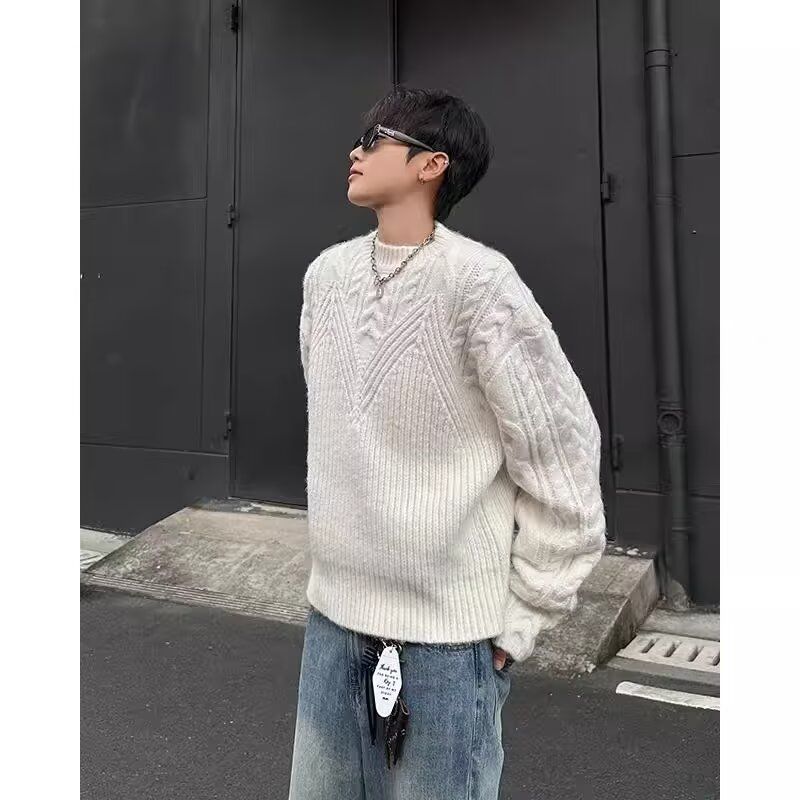 圆领毛衣针织衫男潮牌帅气秋冬季打底衫男士气质上衣nb137p55，男装T恤，电商D256-2(原A064-2)