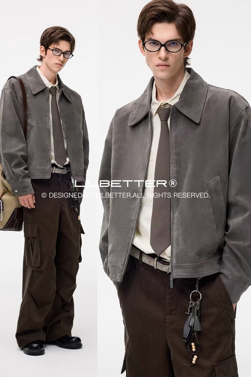 春秋季男装宽松美式仿皮翻领休闲皮衣夹克外套男NB136p75，男装皮衣，电商D256-2(原A064-2)