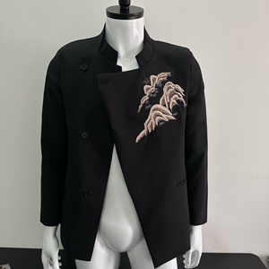 新中式婚服立领黑色复古中山装订婚帅气新郎结婚礼服NB315 P65图片