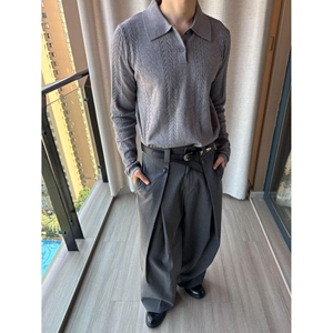 秋冬新款开衫毛衣美式复古休闲慵懒风V领针织衫纯色外套ZZS10P60