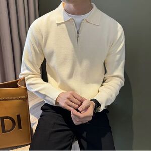 V领针织衫套头毛衣翻领重磅保暖男士POLO长袖美式秋冬NB281P50图片
