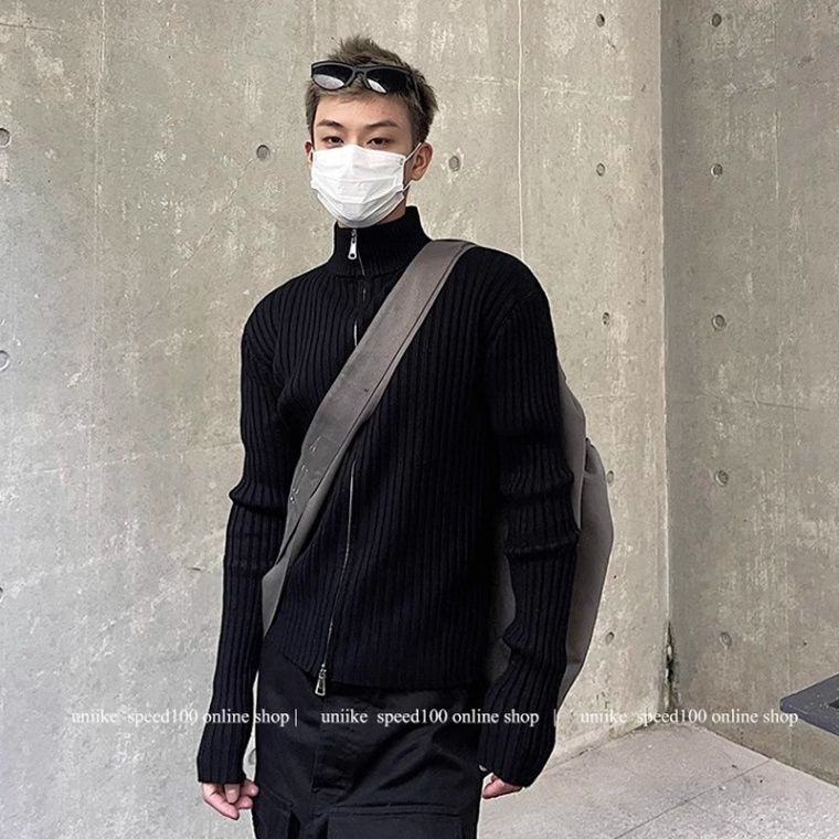 Cleanfit松弛感双拉链高领开衫毛衣秋冬软糯感毛衫外套NB145P60，男装针织衫/毛衣，电商D256-2(原A064-2)