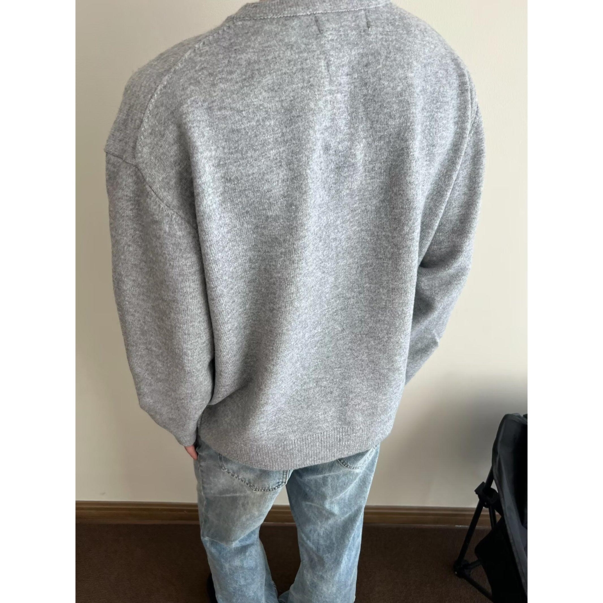 秋冬韩版简约金属钉扣设计亨利领毛衣男女保暖针织衫上衣NB158P60，男装针织衫/毛衣，电商D256-2(原A064-2)