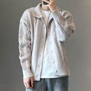 开衫毛衣美式复古休闲慵懒风V领针织衫男纯色外套潮ZZS89 P65图片
