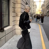 原创超帅银金属骨骼皮衣立领短款机车外套潮夹克炸街nb83p100，男装皮衣，电商D256-2(原A064-2)