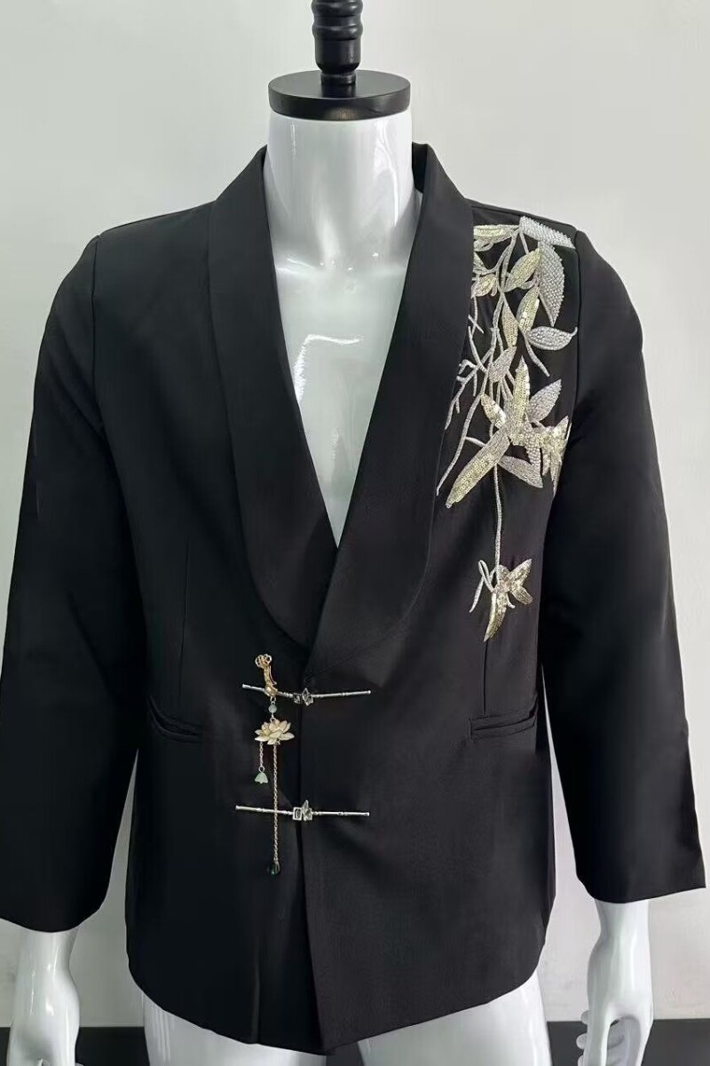 新款结婚西服订婚西装风唐装新中式男装新郎婚礼服NB316P85,男装西服套装,电商D256-2(原A064-2)