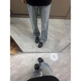 高级感美式高街cleanfit牛仔裤男修身显瘦复古直筒微喇裤GJ320P45，男装牛仔裤，电商D256-2(原A064-2)