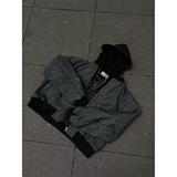 美式复古假两件连帽外套拼接纹理感短款PU皮衣夹克潮SK25P80，男装皮衣，电商D256-2(原A064-2)