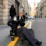 原创超帅银金属骨骼皮衣立领短款机车外套潮夹克炸街nb83p100，男装皮衣，电商D256-2(原A064-2)