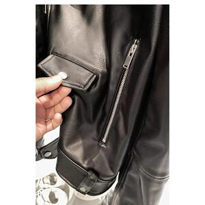机车斜拉链皮衣防风秋痞帅外套男高街潮牌港风日系松夹克B151 P85图片