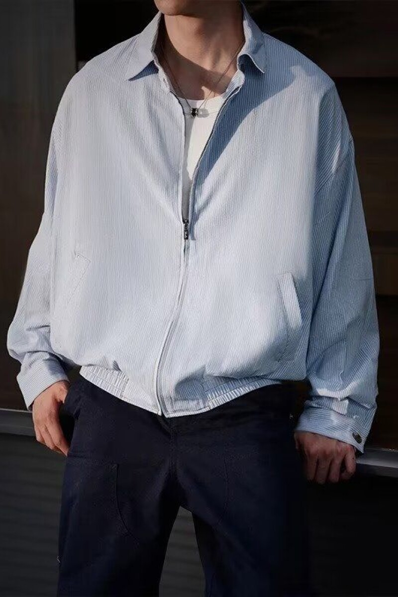 已出货niuniu松弛蓝白条纹夹克翻领衬衫领夹克衫外套男JKK27p70,女装衬衫,电商D256-2(原A064-2)