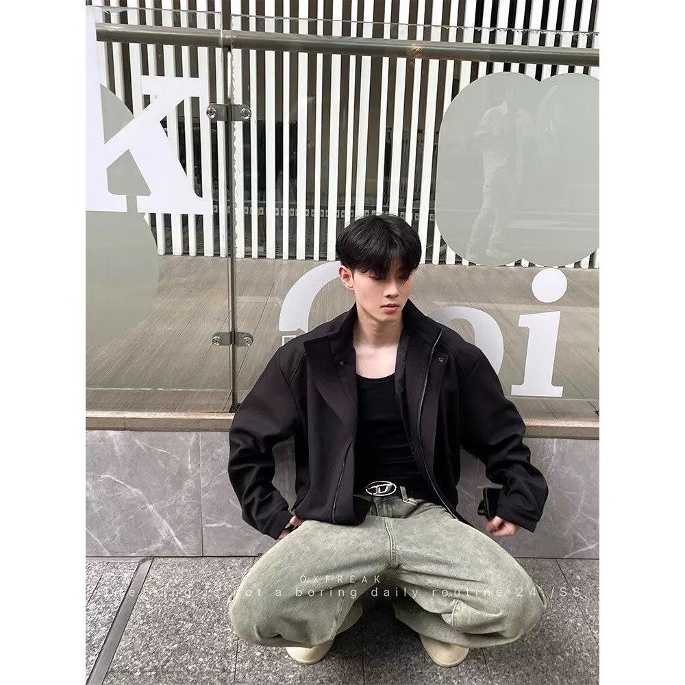 痞帅外套男ins高街潮牌港风日系原宿风韩版潮流宽松夹克J1233P75,男装夹克,电商D256-2(原A064-2)