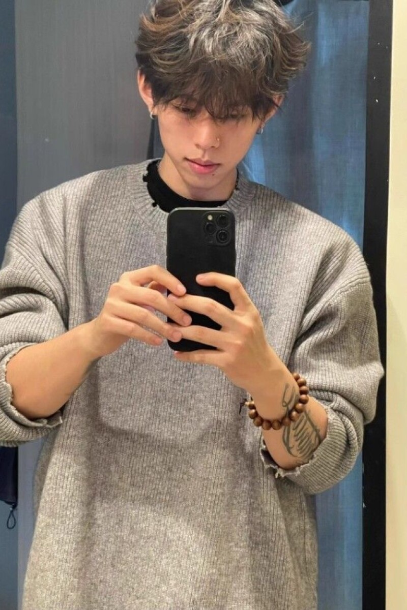 灰色针织毛衣男慵懒风cleanfit内搭圆领打底衫套头上衣MF60 P55图片