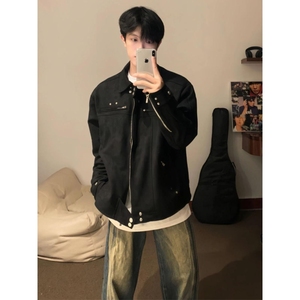 款解构外套男潮高级感黑色行政夹克美式复古棒球服SK24 P65图片