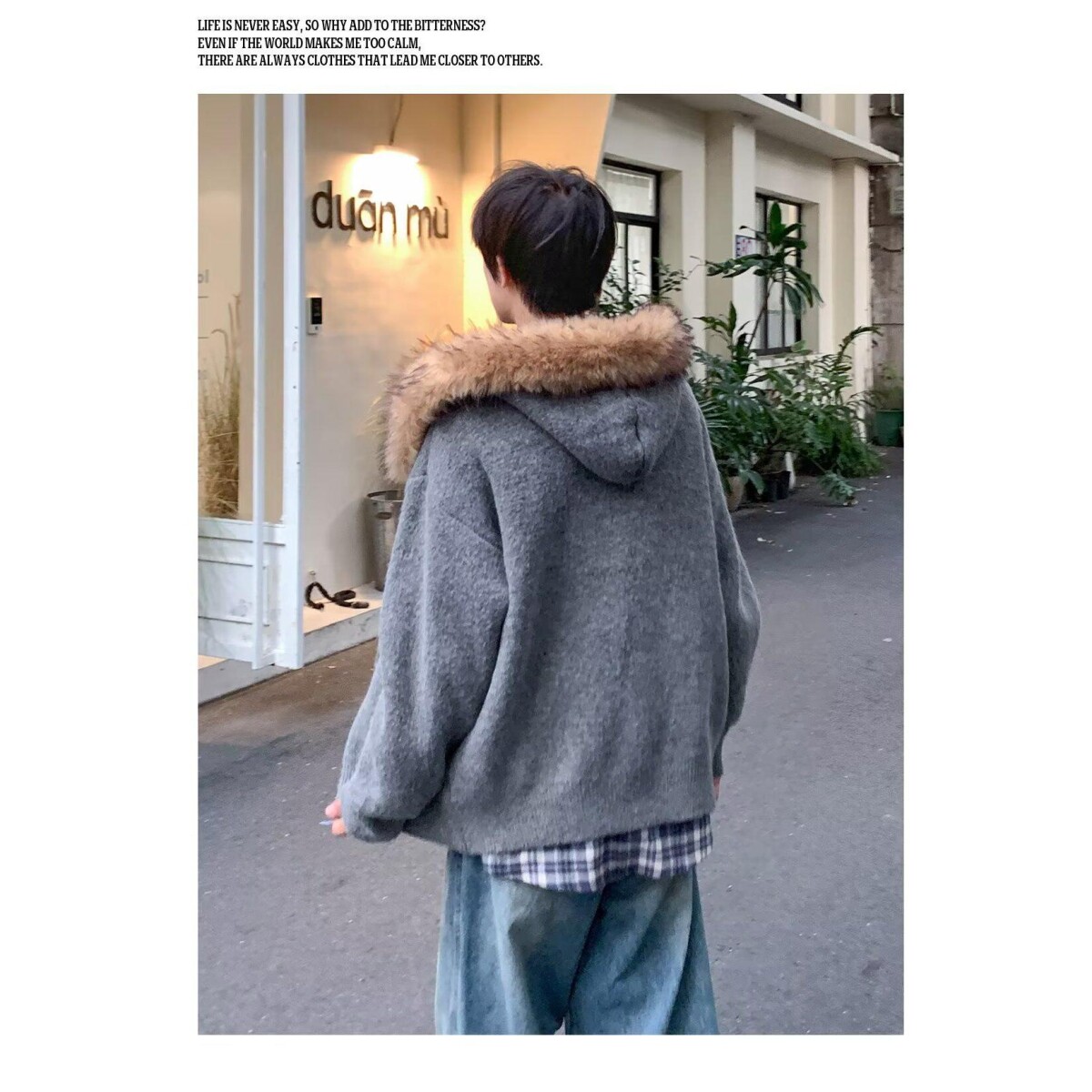 美式重磅灰色毛衣棒球服外套简约宽松百搭开衫针织衫外套NB274P75,男装针织衫/毛衣,电商D256-2(原A064-2)