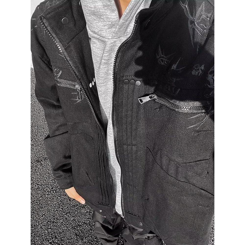 痞帅秋季街头立领机车服刺绣外套宽松休闲男女夹克上衣潮SK11P75,男装夹克,电商D256-2(原A064-2)