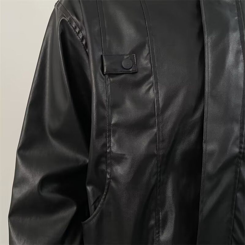 欧美街头潮流宽松机车服皮衣潮痞帅气飞行员PU皮夹克外套PJ02P65,男装皮衣,电商D256-2(原A064-2)