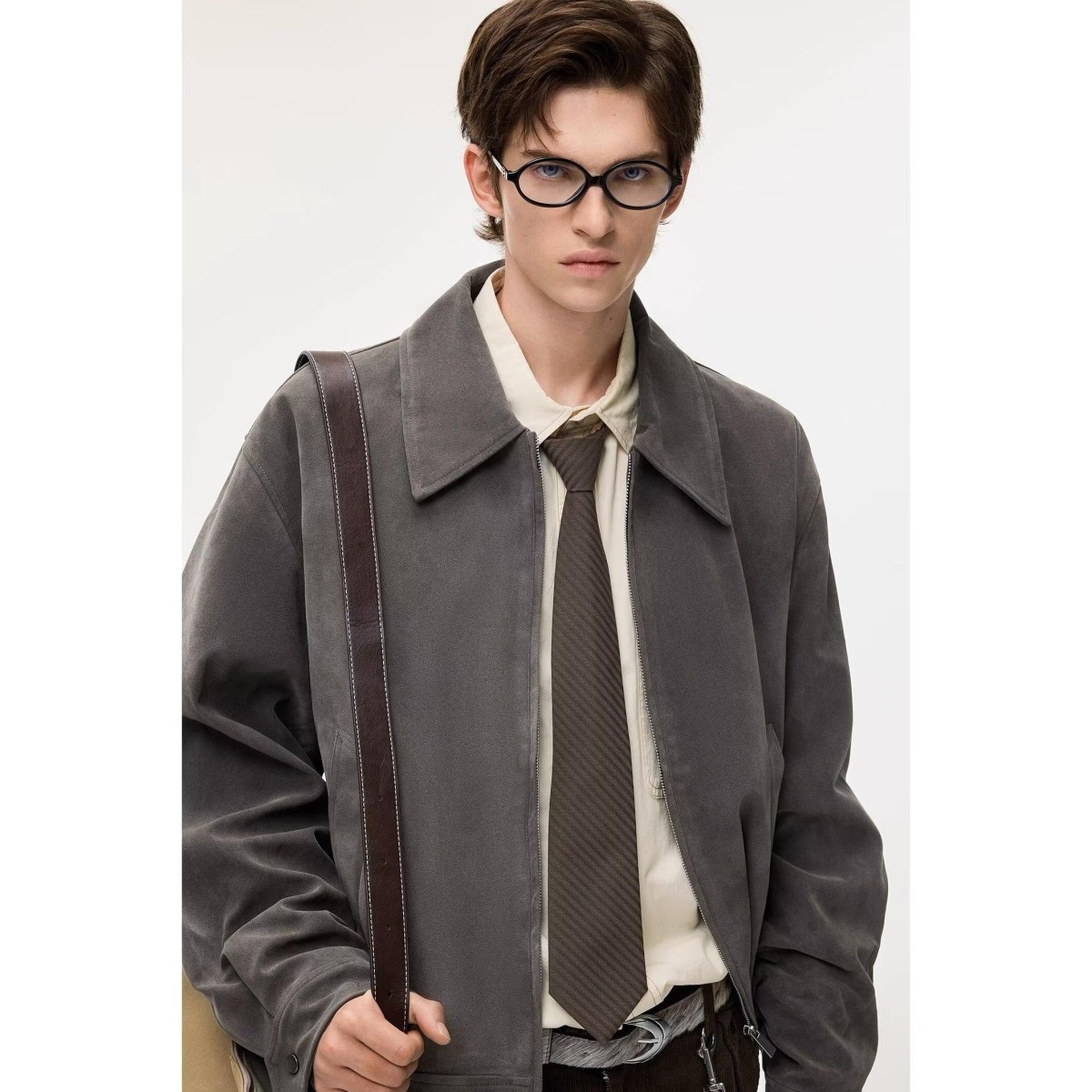 春秋季男装宽松美式仿皮翻领休闲皮衣夹克外套男NB136p75，男装皮衣，电商D256-2(原A064-2)