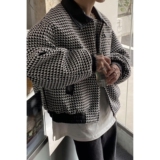 港风新款潮流时髦个性配皮造型宽松休闲夹克外套情侣款B112P70，男装夹克，电商D256-2(原A064-2)