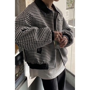 港风新款潮流时髦个性配皮造型宽松休闲夹克外套情侣款B112 P70图片