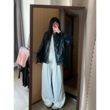 美式复古美拉德拉链PU皮衣宽松皮夹克潮牌机车外套PJ12P65，男装皮衣，电商D256-2(原A064-2)