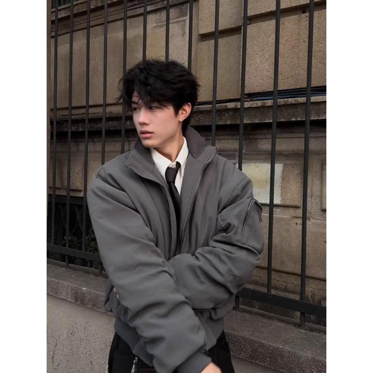 美式飞行员夹克男款立领廓形工装外套短款教练棒球服NB87P65,男装夹克,电商D256-2(原A064-2)