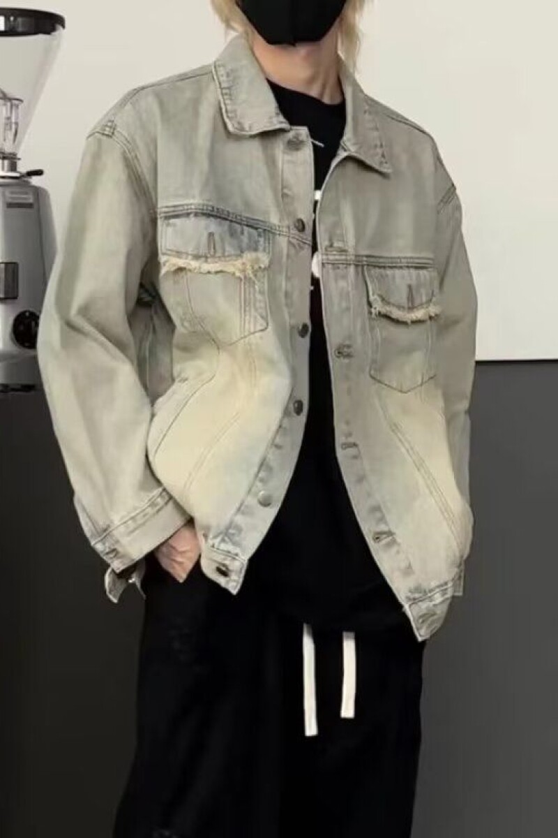 美式复古水洗黄泥染牛仔外套宽松休闲日系工装夹克上衣PJ14P60,男装工装外套,电商D256-2(原A064-2)
