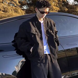 痞帅外套男美式高街潮牌复古巴恩风韩版潮流宽松夹克男NB84 P65图片