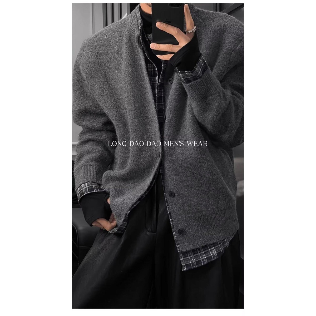 新款开衫毛衣美式复古休闲慵懒风V领针织衫男纯色外套潮NB385P75，男装针织衫/毛衣，电商D256-2(原A064-2)