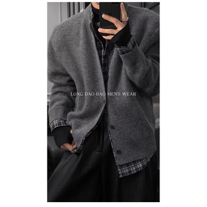 新款开衫毛衣美式复古休闲慵懒风V领针织衫男纯色外套潮NB385 P75，男装针织衫/毛衣，电商D256-2(原A064-2)