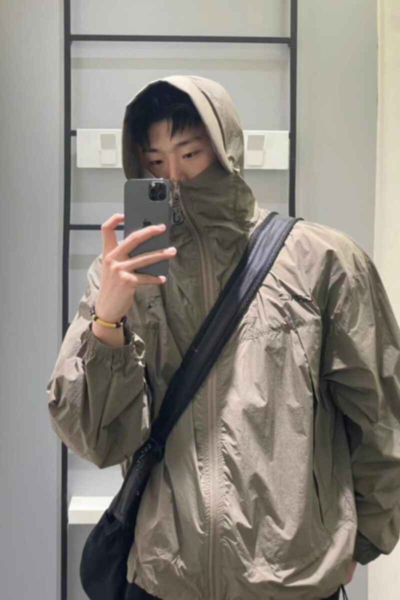 锦棉皱刺绣防晒外套军绿色杏色黑色M到3XL2025年潮887P40特,男装夹克,电商D256-2(原A064-2)