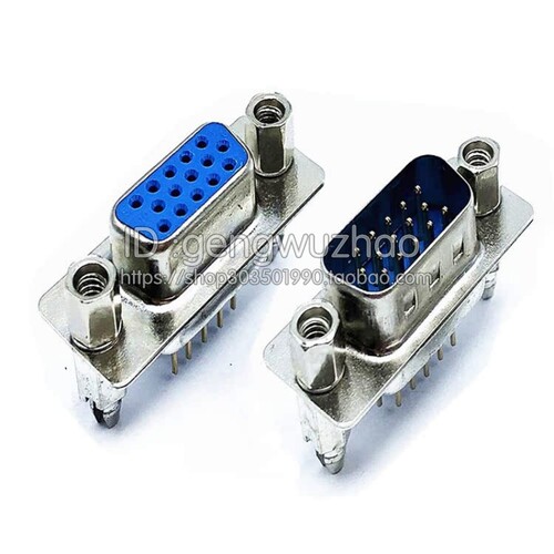 DB15 VGA母座公头 鱼叉 带固定脚 带螺丝/铆鱼叉 DP15 三排15针