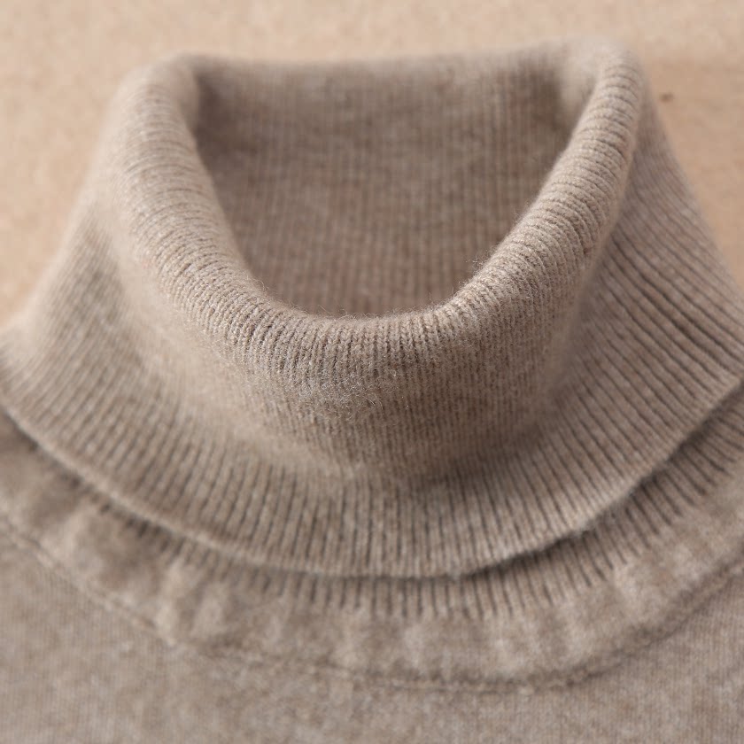 高领羊绒衫男柔软宽松毛衣纯色针织打底休闲长袖大码套头纯羊毛衫