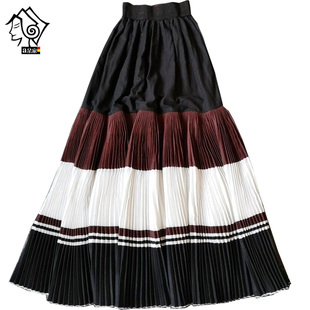 凉山彝族百褶裙子棕色美拉德色复古棉麻手工民族风半身裙长裙女装