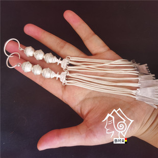 凉山彝族耳环女999纯银长流苏传统复古民族风长款气质个性藏式