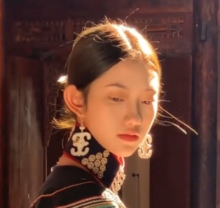 彝族耳环女款纯银传统民族风耳饰少数民族配饰耳坠拍照摄影道具