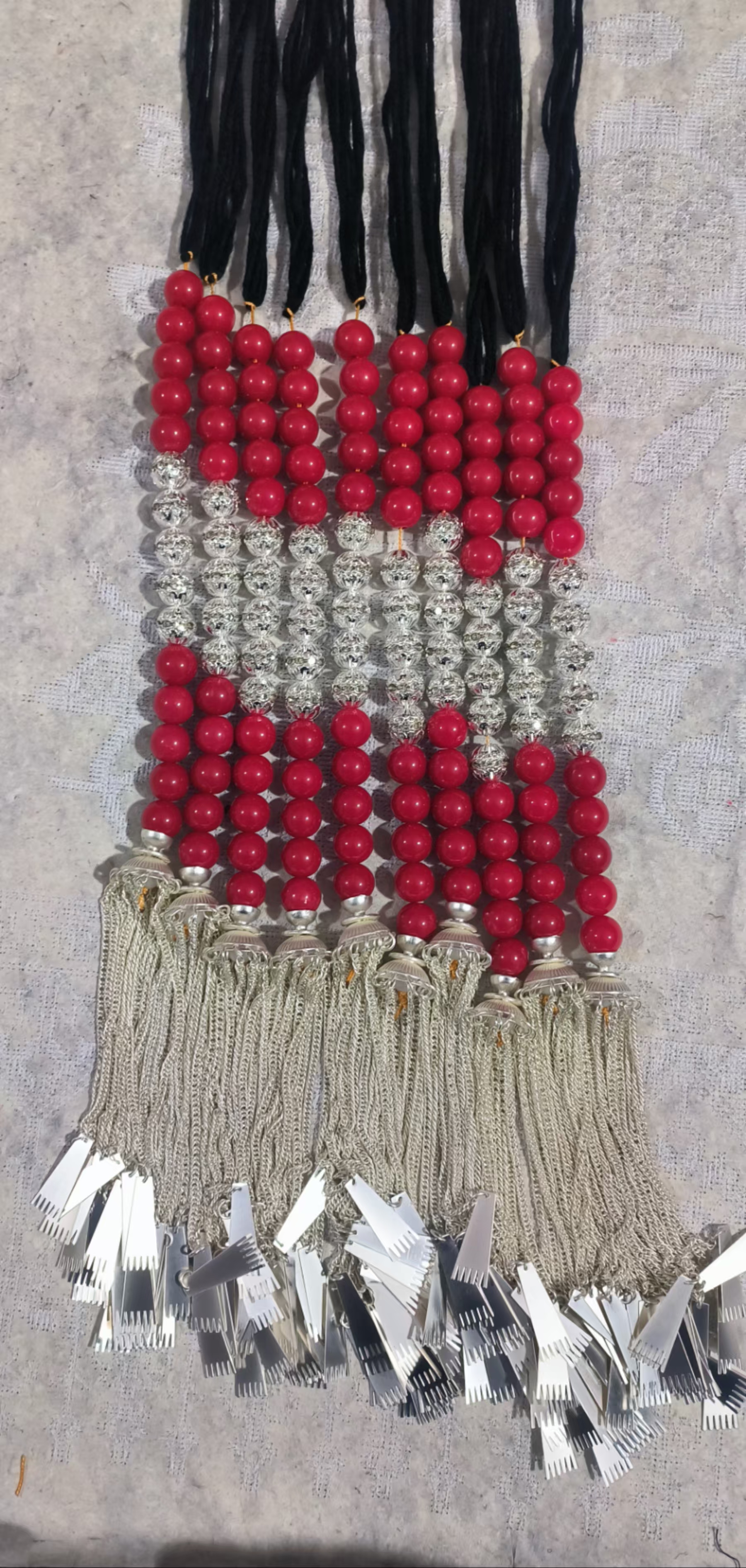 彝族头饰彩串珠帕子传统女装百搭舞蹈演出手工挂珠帽子配饰配件